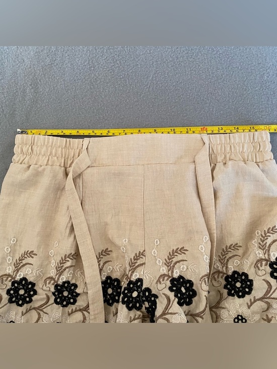 WREN New York Beige Floral Embroidered Shorts Lightweight High-Rise M - Picture 6 of 9